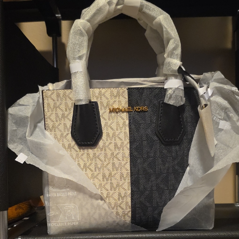 Michael Kors Black and Tan Satchel